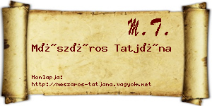 Mészáros Tatjána névjegykártya